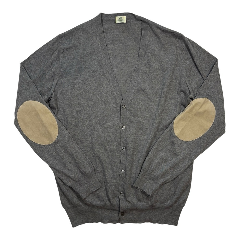 LUIGI BORRELLI Napoli Men's Cardigan Sweater Gray Made in Italy